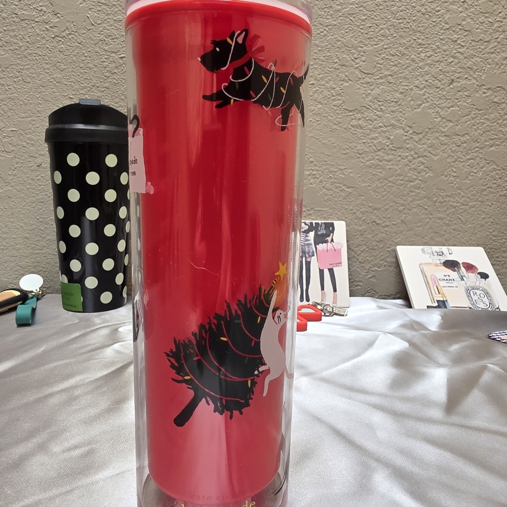 Kate Spade Red Tumbler with Festive Design